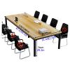 JIAOCKJIAO Conference Table, Modern Office Desk with Thick Metal Legs, White, 140 x 70 cm view 2