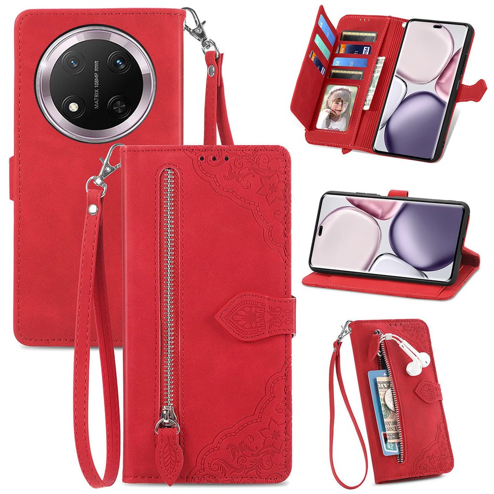XFDSFDL Flip Wallet Case for Honor X9c / X60 Pro (6.78-inch), Red