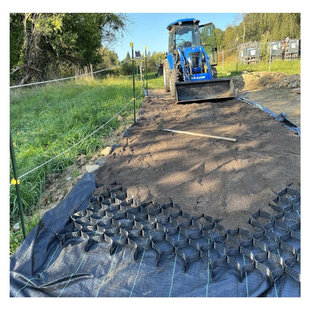 GSUNLEO HDPE Geogrid for Driveways and Erosion Control, 2"/4"-High Gravel Grid for Slope Stabilization (4 x 6 m / 13 x 20 ft, 5 cm / 2 in High)