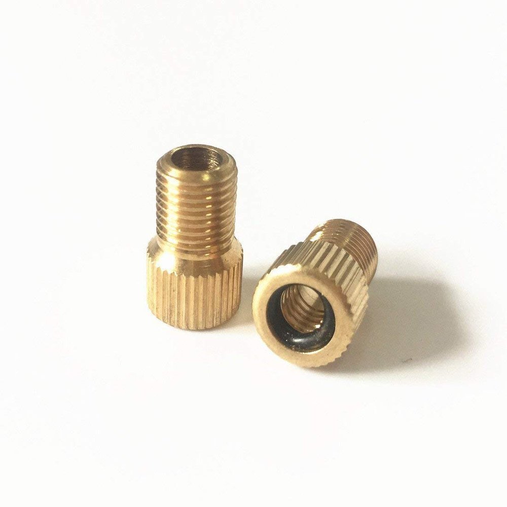 2-Pack Bicycle Valve Converters with Adapters and Sealing Rings, Gold-Tone
