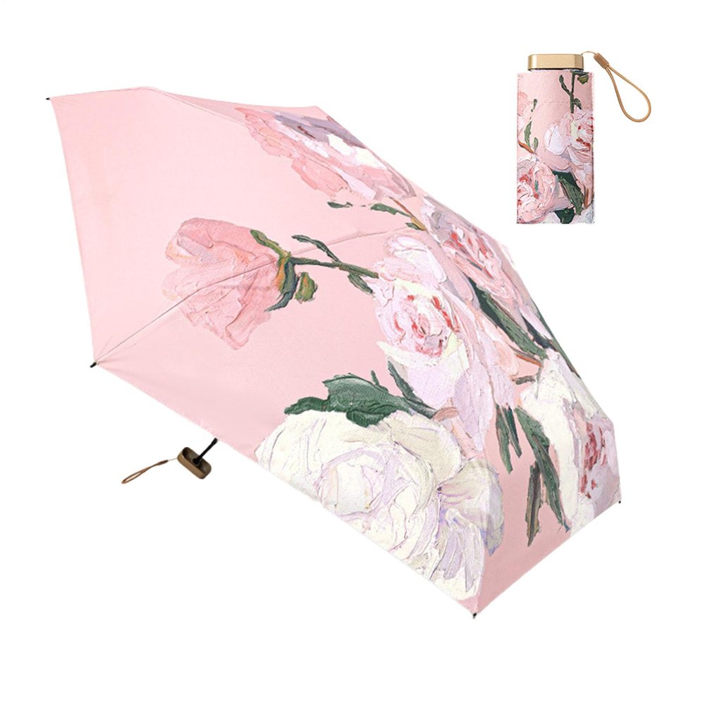 Folding Sun Umbrella, Compact, Lightweight, Floral Pattern