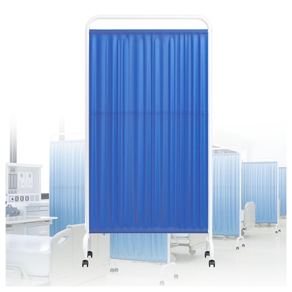 BDFJBRWG Mobile Medical Privacy Screen, 70.8 in. Folding Room Divider with Casters, 3-Panel, Dark Blue