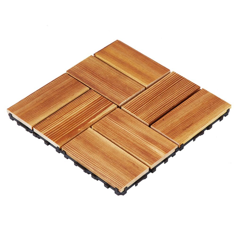 SPXMQSS Wood-Look Balcony Flooring, Interlocking Deck Tiles with Drainage, 30 x 30 x 2.2 cm, 22 Pieces
