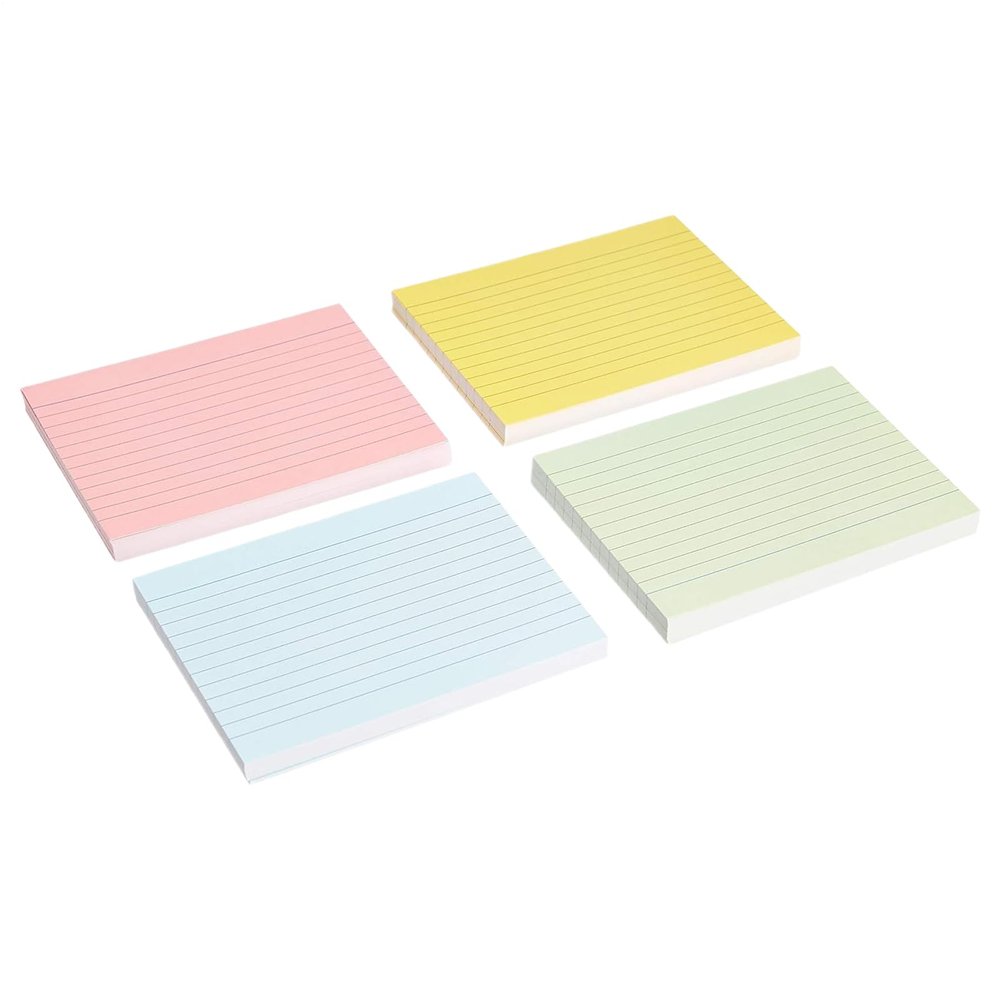 Study Flash Cards for Effective Learning, 4-Color Lined Index Cards