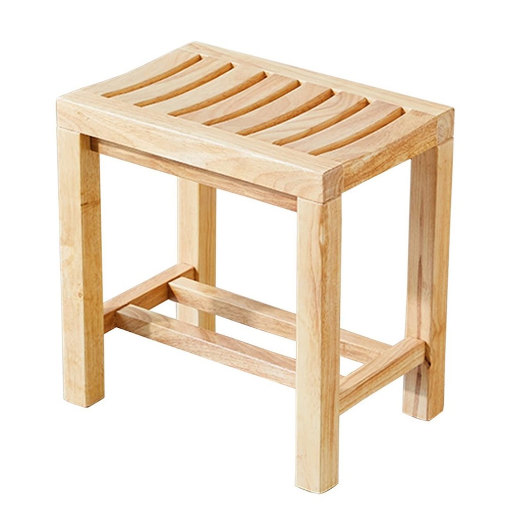 CUAJHNPX Bamboo Bathroom Stool, Non-Slip Bath Bench with Shelf, 42 x 28 x 33 cm
