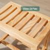 CUAJHNPX Bamboo Bathroom Stool, Non-Slip Bath Bench with Shelf, 42 x 28 x 33 cm view 4