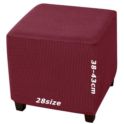 Miecoae Velvet Jacquard Ottoman Cover, Stretchable and Washable, 100 x 100 cm