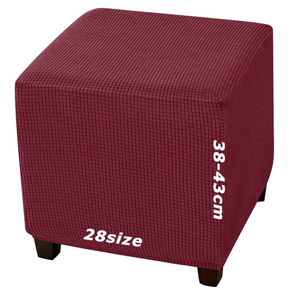 Miecoae Velvet Jacquard Ottoman Cover, Stretchable and Washable, 100 x 100 cm