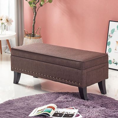 LZDRETUQ Home Multifunctional Storage Bench, Cotton-Linen Upholstered Ottoman, 100 x 45 x 40 cm