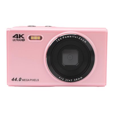 Digital Camera, 4K Ultra HD & 44MP Autofocus Camera with 16x Zoom and Anti-Shake, Compact Point-and-Shoot Camera for Teens, Kids, and Beginners (Cherry)