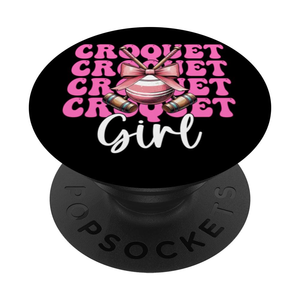 Croquet Girl Player Mom Mother's Day Coquette Bow PopSockets Adhesive PopGrip