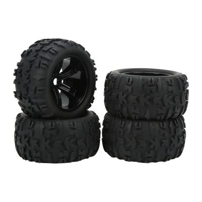 RC Rubber Replacement Tires for Traxxas Maxx and Arrma Kraton, 1/8 and 1/10 Scale, 4-Piece Set, Black