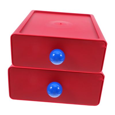 Red Plastic Desk Storage Box for Office and Home