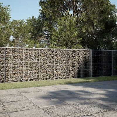Gecheer Metal Gabion 500 x 50 x 100 cm Silver for Garden Design