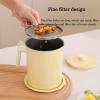 Vnook Iron Oil Filter Pot, 1.7 L Oil Strainer Container with Lid, White view 3