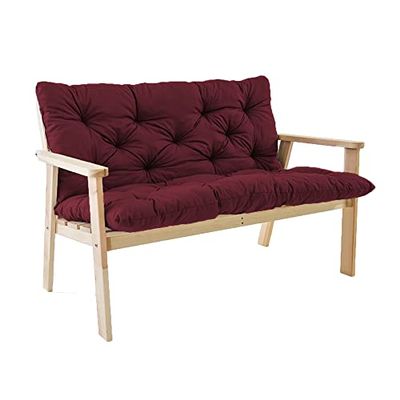 Swing Bench Cushion with Backrest, Replacement Cushion for 2–3-Seater Benches, Non-Slip Bench Pad for Furniture, Lounge Chairs, Patios, Porches and Garden Chairs, Indoor/Outdoor, 120 x 100 x 8 cm, Dark Gray