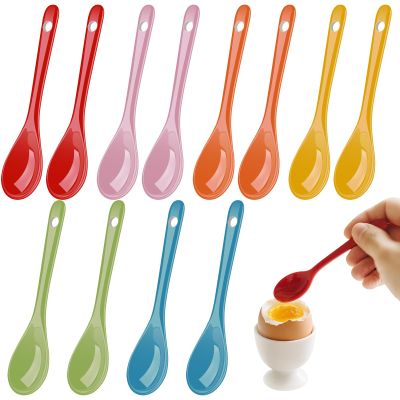 Ferenando 12-Piece Colorful Ceramic Mini Spoon Set, 12.2 cm, 6 Colors
