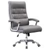 METTEOR Office Chair, Genuine Leather Swivel Chair, Ergonomic Computer Chair, Home Office Desk Chair with Height Adjustment and 120° Reclining Backrest, Black, One Size view 1