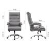 METTEOR Office Chair, Genuine Leather Swivel Chair, Ergonomic Computer Chair, Home Office Desk Chair with Height Adjustment and 120° Reclining Backrest, Black, One Size view 2