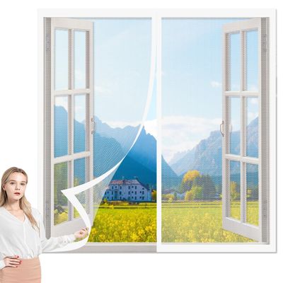 Magnetic Window Insect Screen 154 x 115 cm, No-Drill Installation, White