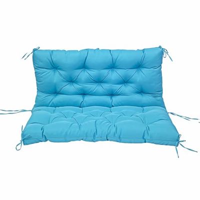 Waterproof 2/3-Seat Swing Bench Cushion with Backrest, 8 Ties, Blue, 100 x 100 x 10 cm