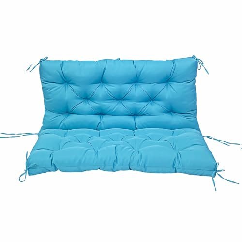 Waterproof 2/3-Seat Swing Bench Cushion with Backrest, 8 Ties, Blue, 100 x 100 x 10 cm