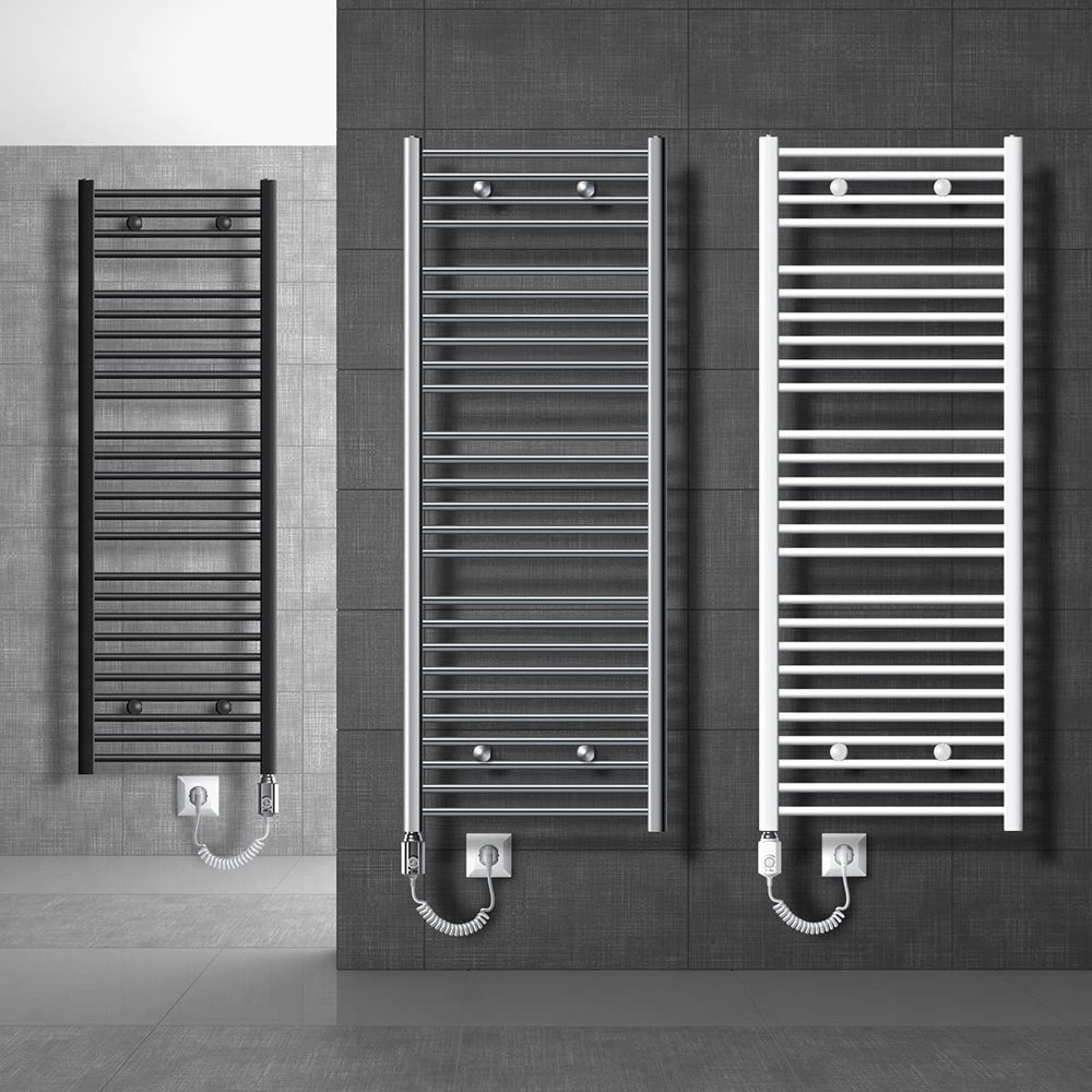 LuxeBath Electric Heated Towel Radiator, 1200 W, 500 x 1800 mm, White
