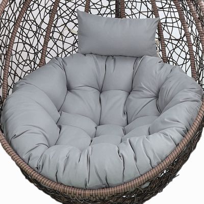 Thickened Egg Chair Cushion with Adjustable Headrest, Gray