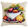 WallustrioaW Still Life Latch Hook Cushion Kit, Fruit in a Teacup, 43 x 43 cm view 1