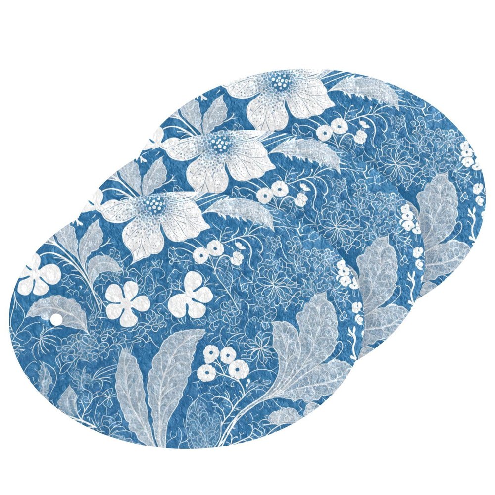 Blue and White Boho Floral Absorbent, Non-Toxic All-Purpose Sponges