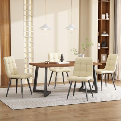 Lcoho 117 x 68 cm Dining Table with Metal Legs, Black/Walnut