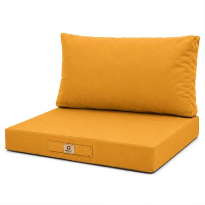 Deco Arts Outdoor Seat Cushion Set, Yellow, 70 x 60 x 8 cm with 70 x 35 cm Back Cushion