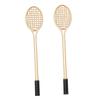 HOMSFOU Key-Handle Ballpoint Pens, 2-Pack, Tennis Racket Shape, Gold Plastic view 1