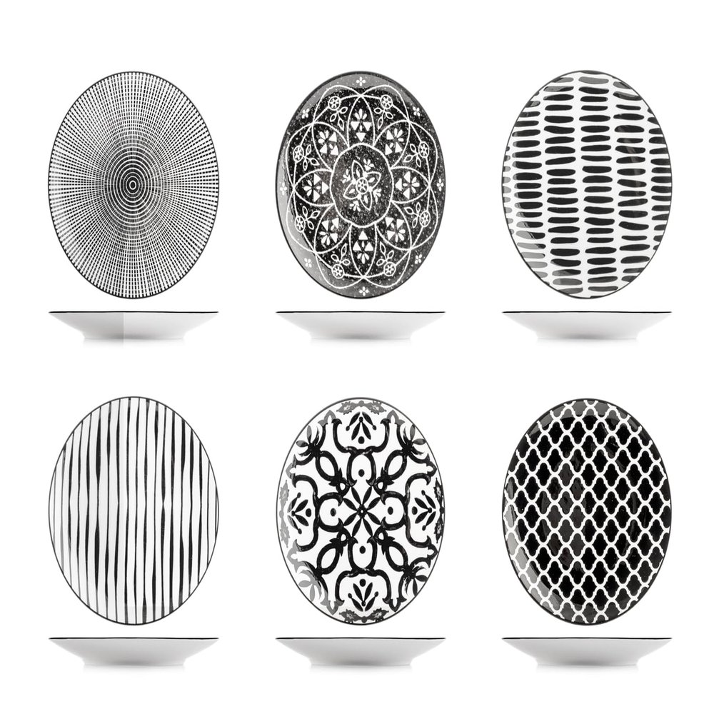 H&H Set of 6 Mirage Porcelain Plates, 15 cm