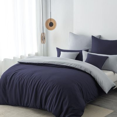 Nesture 2-Piece Microfiber Bedding Set, 155 x 220 cm, Dark Blue/Gray