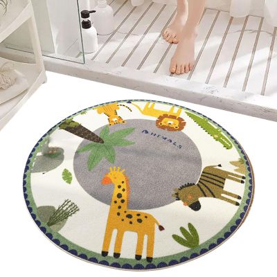 Round Non-Slip Waterproof Animal-Design Rug, 100 cm Diameter