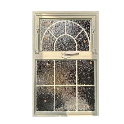 HJLKDYM House Window, Privacy Sliding Window with Water-Rippled Glass, Interior Handle, Off-White, 70 × 90 cm