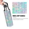 Woltant Triangle Blue Pink 600 ml Vacuum-Insulated Stainless Steel Water Bottle with Straw view 3
