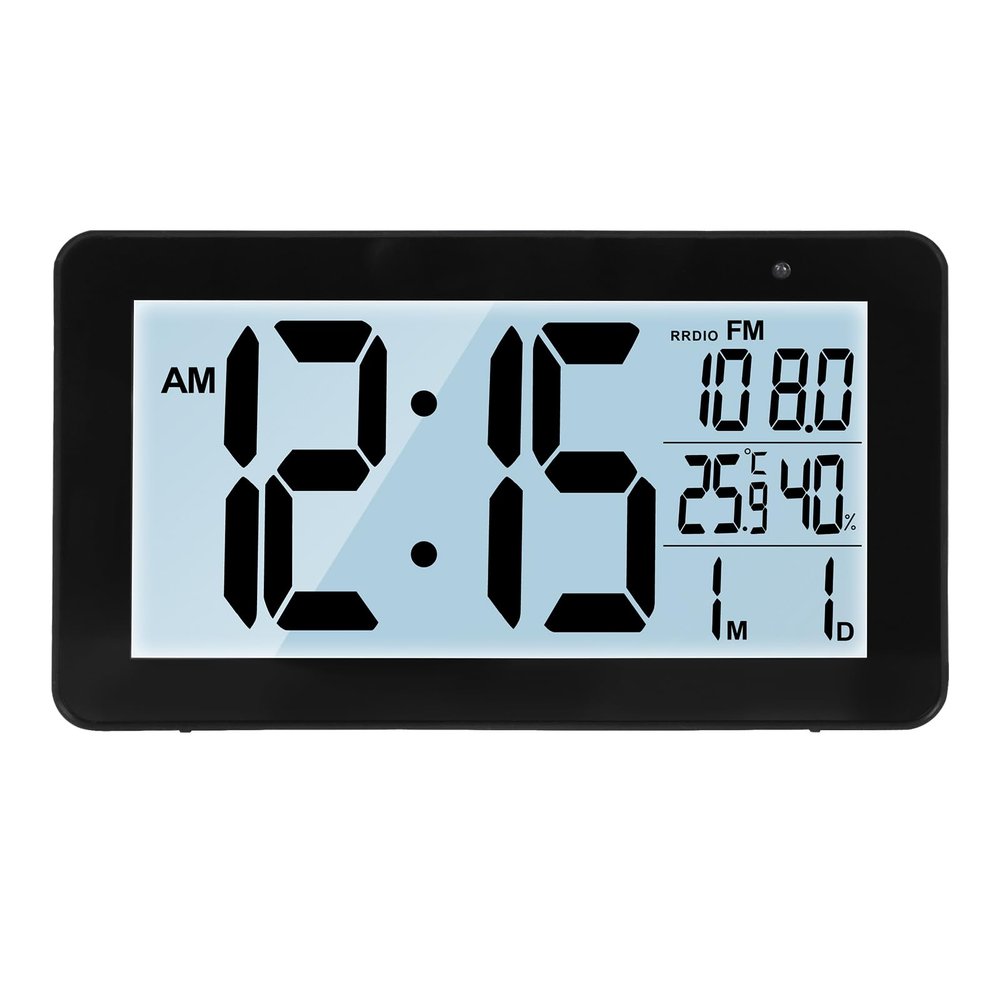 Seutgjie Digital Alarm Clock Radio with Temperature, Humidity, Date, Backlight, and 2 Alarms