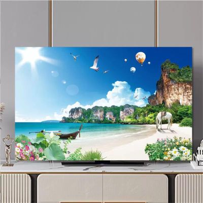 Hixingo TV Dust Cover, 3D Beach Landscape Pattern, TV Screen Protector for 32–80 Inch TVs, Sand Beach, 32 Inch