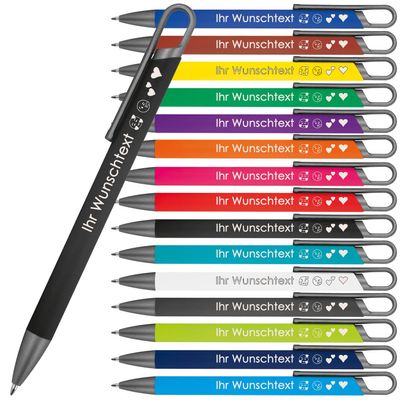 Personalized Ballpoint Pen | Recycled Aluminum | Blue-Writing Semi-Gel Refill | 15 Colors | Fonts | Engraved Promotional Pen (Black, 100)