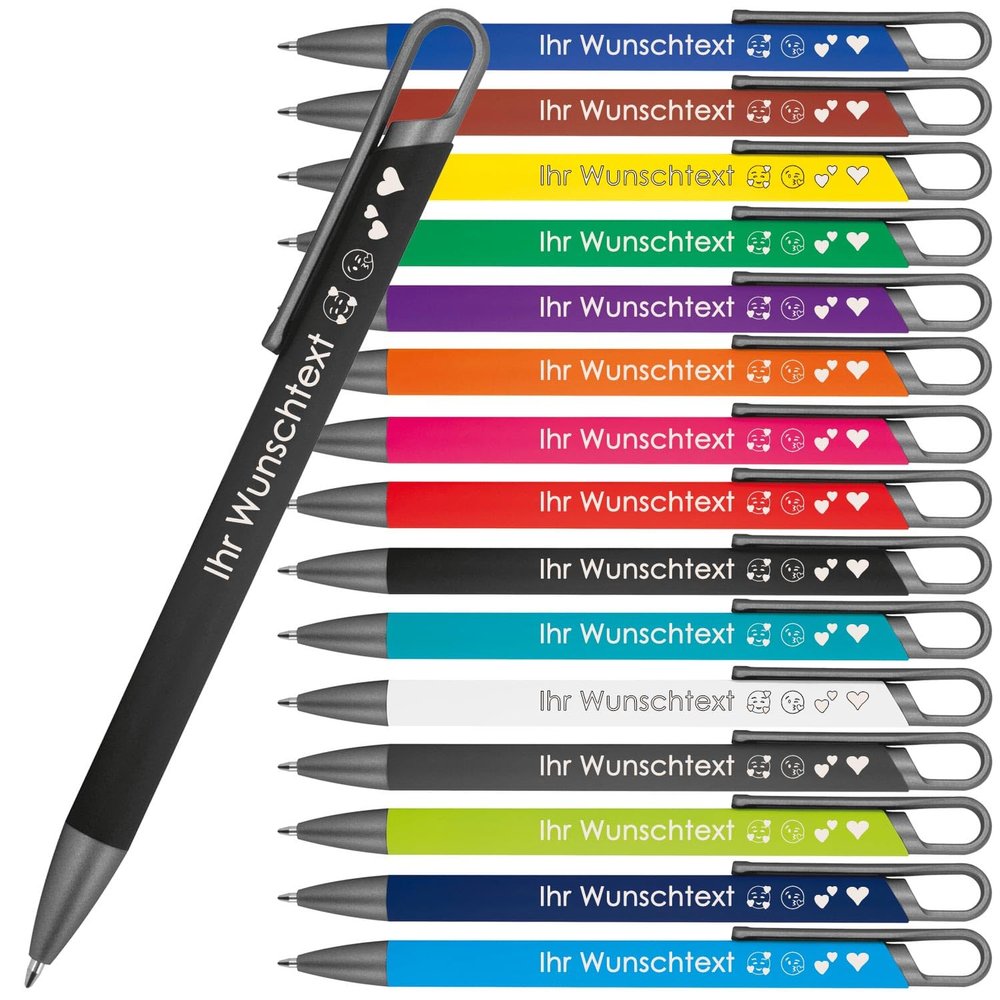 Personalized Ballpoint Pen | Recycled Aluminum | Blue-Writing Semi-Gel Refill | 15 Colors | Fonts | Engraved Promotional Pen (Black, 100)