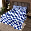 Manfei Royal Blue Grid Coverlet Set, Medium, Geometric Plaid with 2 Pillow Shams view 1