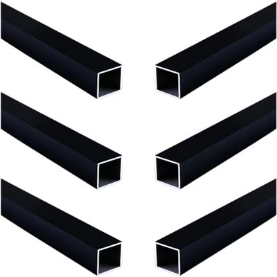 Coavoo 6-Pack Black Powder-Coated Aluminum Square Tubes, 50 x 50 x 1.2 mm, 1260 mm Long