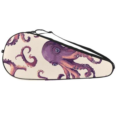KengjuTesu Octopus Tennis Racket Cover with Adjustable Shoulder Strap, Purple Pattern