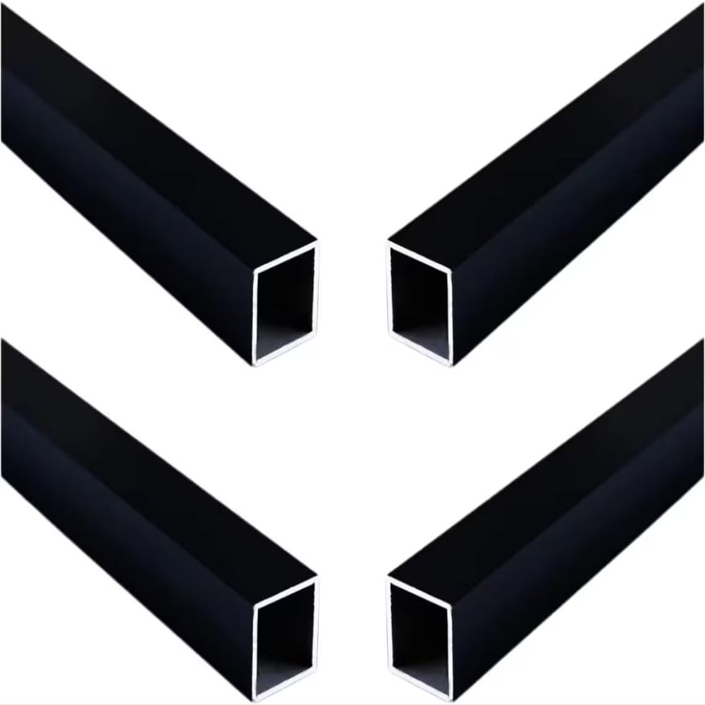 Coavoo 4-Pack Black Powder-Coated Aluminum Square Tubes, 12 x 12 x 1 mm, 1140 mm Long
