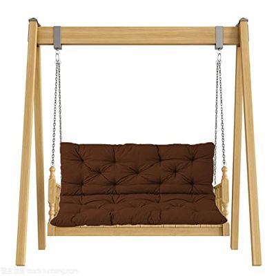 Outdoor Bench Cushion, 3-Seat Garden Swing Cushion with Backrest, Replacement Cushion for Porch and Patio Furniture, Two-Seater, Wooden Bench Pad, Brown, 120 x 100 x 8 cm