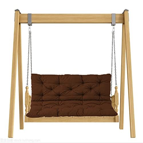 Outdoor Bench Cushion, 3-Seat Garden Swing Cushion with Backrest, Replacement Cushion for Porch and Patio Furniture, Two-Seater, Wooden Bench Pad, Brown, 120 x 100 x 8 cm