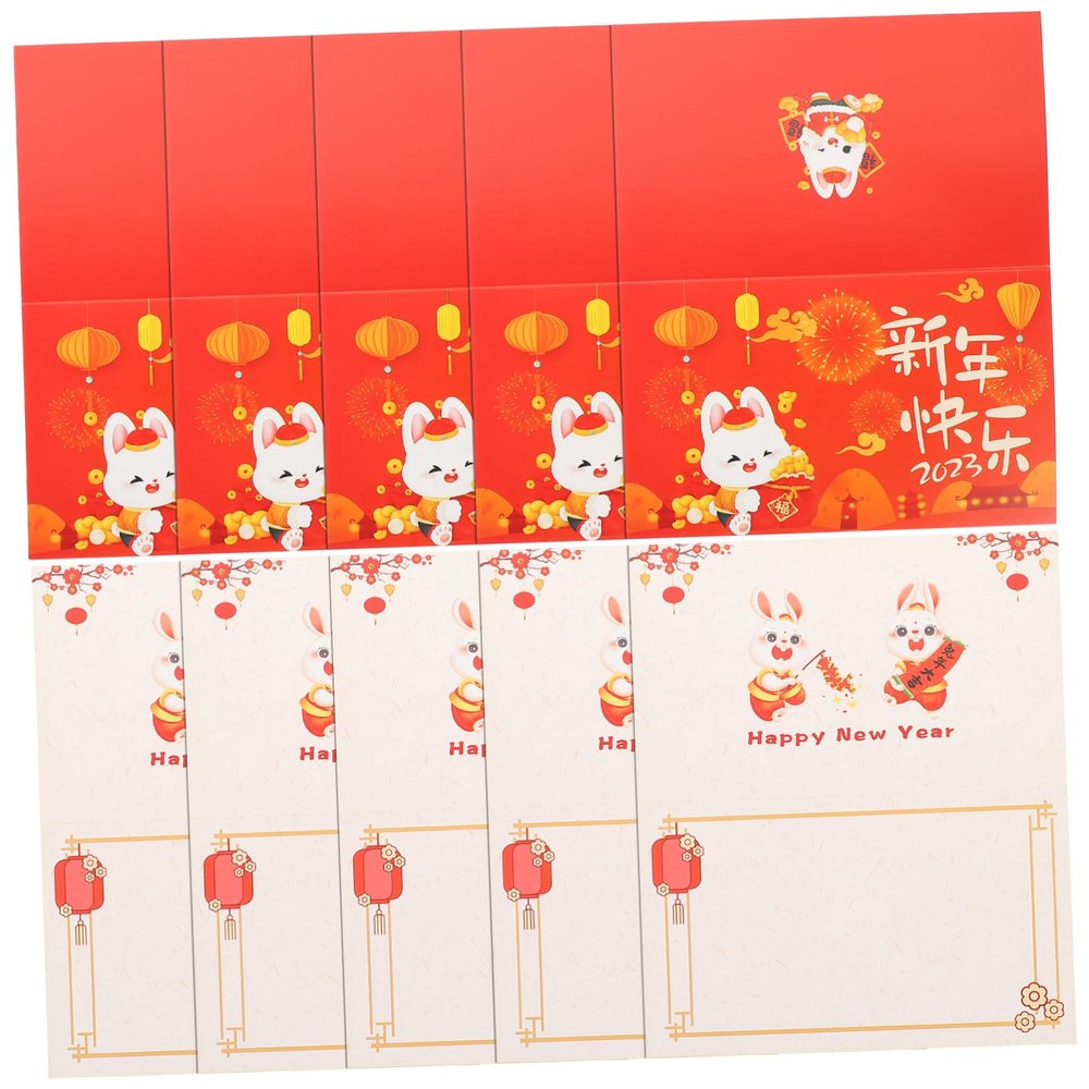 Housoutil 10-Piece Chinese New Year Greeting Cards for Spring Festival