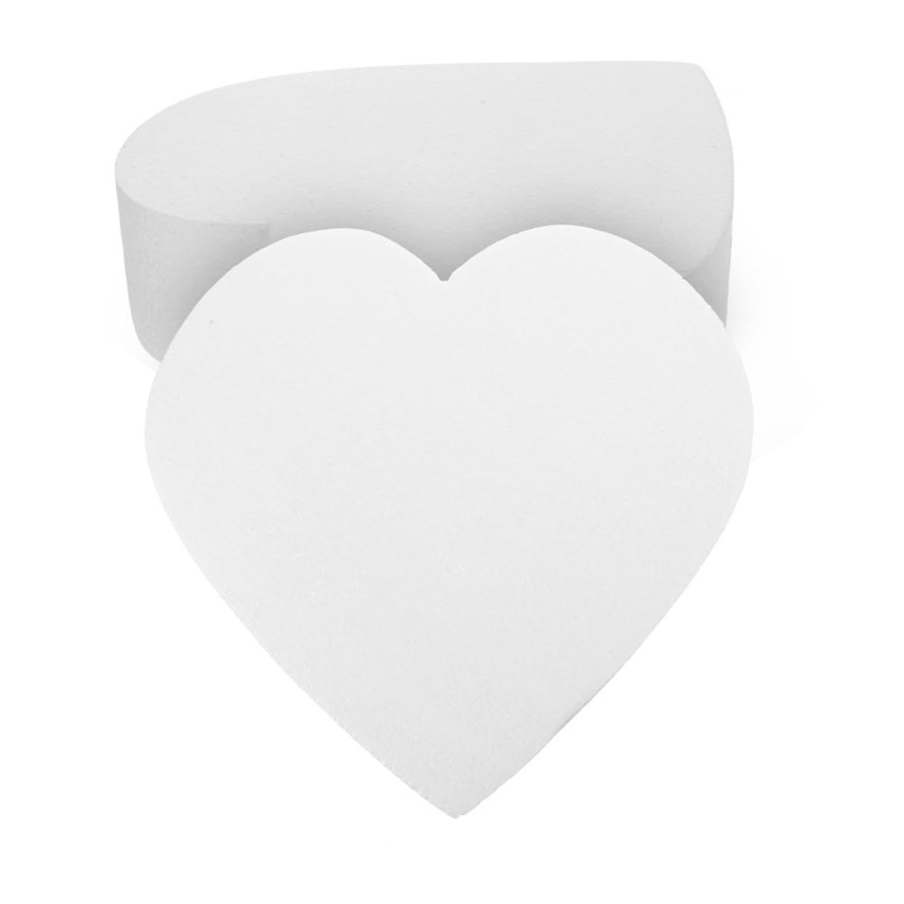 Angoily Heart-Shaped Foam Imitation Cakes, 2 Pcs, White